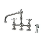 Hamat 3-3157 Pc Tower Bridge T-spout Kitchen Faucet Side Spray Polished Chrome. Fixed Price $300.00.