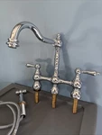 Whitehaus Englishhaus WHEGB-34656 Chrome Bridge Kitchen Faucet. Fixed Price $249.99.