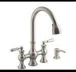 Kohler Capilano R21070-SD-VS Pull-down Bridge Kitchen Faucet Vibrant Stainless. Fixed Price $199.99.
