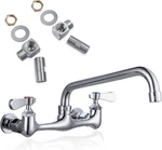 Leak-proof Wall Mount Commercial Sink Faucet With Swivel Spout & Dual Handles. Fixed Price $108.99.
