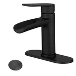 Flg Matte Black Waterfall Bathroom Faucet Single Handle W/ Pop-up Drain. Fixed Price $25.35.