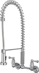 Chrome Dual Handle Wall Mount Kitchen Faucet With Pull Down Sprayer. Fixed Price $277.99.