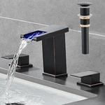 Led Waterfall Bathroom Faucet, Oil Rubbed Bronze, 3 Hole Widespread Design. Fixed Price $107.99.
