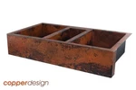 Copper Triple Well Farmhouse/ Apron Kitchen Sink 42"X25"X9" No Customs Tariff. Fixed Price $1656.31.