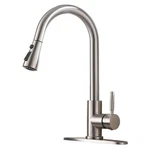 Mttcle 14 In Pull Down Kitchen Faucet Brushed Nickel Spray 360 Swivel. Fixed Price $49.00.