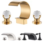 Widespread Brass Bathroom Faucet Basin 3 Hole Waterfall Vanity Sink Mixer Tap. Fixed Price $42.00.
