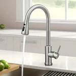 Brushed Nickel Kitchen Faucet Sink Mixer Pull Down Sprayer Single Handle. Fixed Price $23.99.