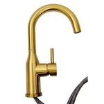 Wowow 2320201G Single Handle Gooseneck Bar Faucet With 360 Swivel - Brushed Gold. Fixed Price $59.90.