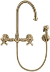 Whitehaus WHKWCR3-9301-NT-AB Vintage Iii Plus Wall Kitchen Faucet With Sidespray. Fixed Price $425.00.