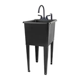 Tehila Space Saver 16 Gallon Black Utility Sink With Faucet & Side-sprayer. Fixed Price $164.99.