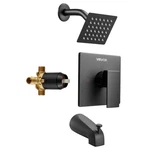 Vevor And Shower Faucet Set Bathtub Package With Valve 4 Inch Black. Fixed Price $121.90.