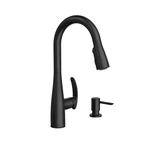 Moen Reyes 87932BL Matte Black Pulldown Kitchen Faucet With Soap Dispanser. Fixed Price $159.95.