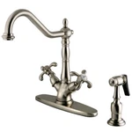 Kingston Brass KS1238TXBS Deck Mount Kitchen Faucet With Sprayer. Fixed Price $319.18.