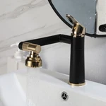 Bathroom Black&goldbrass Waterfall Spout Vanity Basin Mixer Tap 1 Hole Faucet. Fixed Price $9.99.