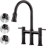 Elegant Oil Rubbed Bronze Kitchen Bridge Faucet With Pull Down Sprayer. Fixed Price $272.99.