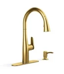 Kohler Easmor Single Handle Kitchen Faucet Brushed Brass Gold R30573-SD-2MB. Fixed Price $150.00.