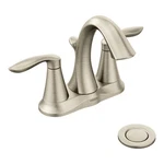 Moen Eva Brushed Nickel Two-handle 4-INCH Centerset Bathroom Faucet With Drain. Fixed Price $191.92.