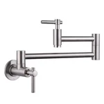 Wowow Brushed Nickel Double Handle Wall Mount Pot Filler Faucet. Fixed Price $24.99.