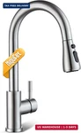 Hiqufet Kitchen Faucet With Pull Down Sprayer, Brushed Nickel High Arc Single. Fixed Price $43.11.