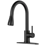 Mttcle Matte Black Pull Down Kitchen Faucet 14.2 In 360 Swivel Sprayer. Fixed Price $58.00.