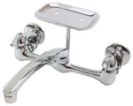 New Boston Harbor 2448744 Chrome 8" Center Wall Mount Kitchen Faucet & Soap Dish. Fixed Price $67.99.