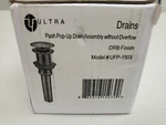 Ultra Faucets UFP-1503 Oil-rubbed Bronze Push Pop-up Lav Drain Less Overflow. Fixed Price $29.95.