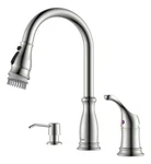 Appaso Kitchen Faucet 3-HOLE Pull Down Sprayer 3-MODE Brushed Nickel. Fixed Price $126.37.