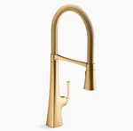 Kohler K-22060-2MB Graze Semi-professional Kitchen Sink Faucet, Brushed Brass. Fixed Price $499.00.