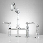 Signature Hardware Bellevue Bridge Kitchen Faucet Brass Spray Chrome. Fixed Price $214.00.