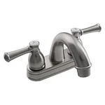 Dura Designer Plastic Satin Nickel Arc Lavatory Faucet W Bell Levels Handles. Fixed Price $46.03.