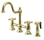 Kingston Brass KS3792AXBS Restoration Bridge Kitchen Faucet Polished Cross. Fixed Price $175.00.