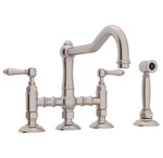 Rohl A1458LMWSSTN-2 Acqui Bridge Kitchen Faucet With Side Spray, Satin Nickel. Fixed Price $870.00.