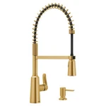 Moen Edwyn 87807BG Brushed Gold Kitchen Faucet Power Clean Lever Soap Dispenser. Fixed Price $229.00.