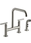 Kohler K-7548-4-VS Purist Deck-mount Bridge Faucet , Vibrant Stainless. Fixed Price $410.00.
