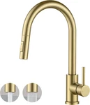 Gold High Arc Pull Down Kitchen Faucet, Stainless Steel, Single Handle. Fixed Price $115.99.