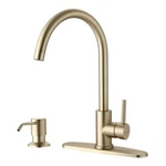 Yasinu Karwors Single Handle Kitchen Faucet 8003-4 Brushed Gold (r). Fixed Price $62.99.