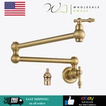 Wowow Gold Pot Filler Faucet, Wall Mount Copper Folding 2 Handle. Fixed Price $79.99.