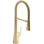 Kohler Graze 1.5GPM Pre-rinse Pull Down Kitchen Faucet Brushed Brass K-22060-2MB. Fixed Price $355.50.
