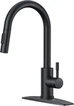 Black Kitchen Faucet With Pull Down Sprayer, High Arc Modern Classic Sink. Fixed Price $74.99.