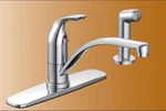 Chrome 8" Single Handle Kitchen Faucet With Sprayer PLUMB4ORCE P4B-140C. Fixed Price $60.00.