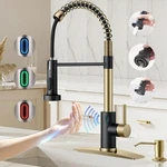 Led Touchless Kitchen Faucet, Modes, 360 Rotation, Gold/black Finish. Fixed Price $563.99.