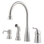 Pfister Avalon Single Handle Kitchen Sink Faucet With Side Sprayer Soap. Fixed Price $227.00.