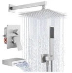 Kes Shower System 3 Faucets 10" Rainfall Head, Sprayer, Waterfall Tub Spout. Fixed Price $55.87.