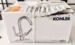 Kohler Capilano Monoblock 4IN Centerset Bathroom Faucet Vibrant Brushed Nickel. Fixed Price $48.27.