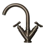 Whitehaus Luxe Dual Handle Lavatory Faucet With Tubular Swivel Spout, Brushed Ni. Fixed Price $199.99.