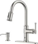 Touchless Kitchen Sink Faucet With Soap Dispenser Brushed Nickel, Smart Motion. Fixed Price $79.95.