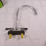 Regency 600FD48G Deck-mounted Faucet With 4" Ctrs And 8" Swivel Gooseneck Spout. Fixed Price $57.00.