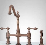 Signature Hardware Bellevue Bridge Facuet With Brass Sprayer, Oil Rubbed Bronze. Fixed Price $252.65.