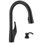 Delta Anderson Pull-down Kitchen Faucet Matte Black-certified Refurbished. Fixed Price $168.00.