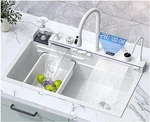 White Flying Rain Waterfall Kitchen Sink Integrated Pull-out Tap Set 29.5 Inch. Fixed Price $280.49.
